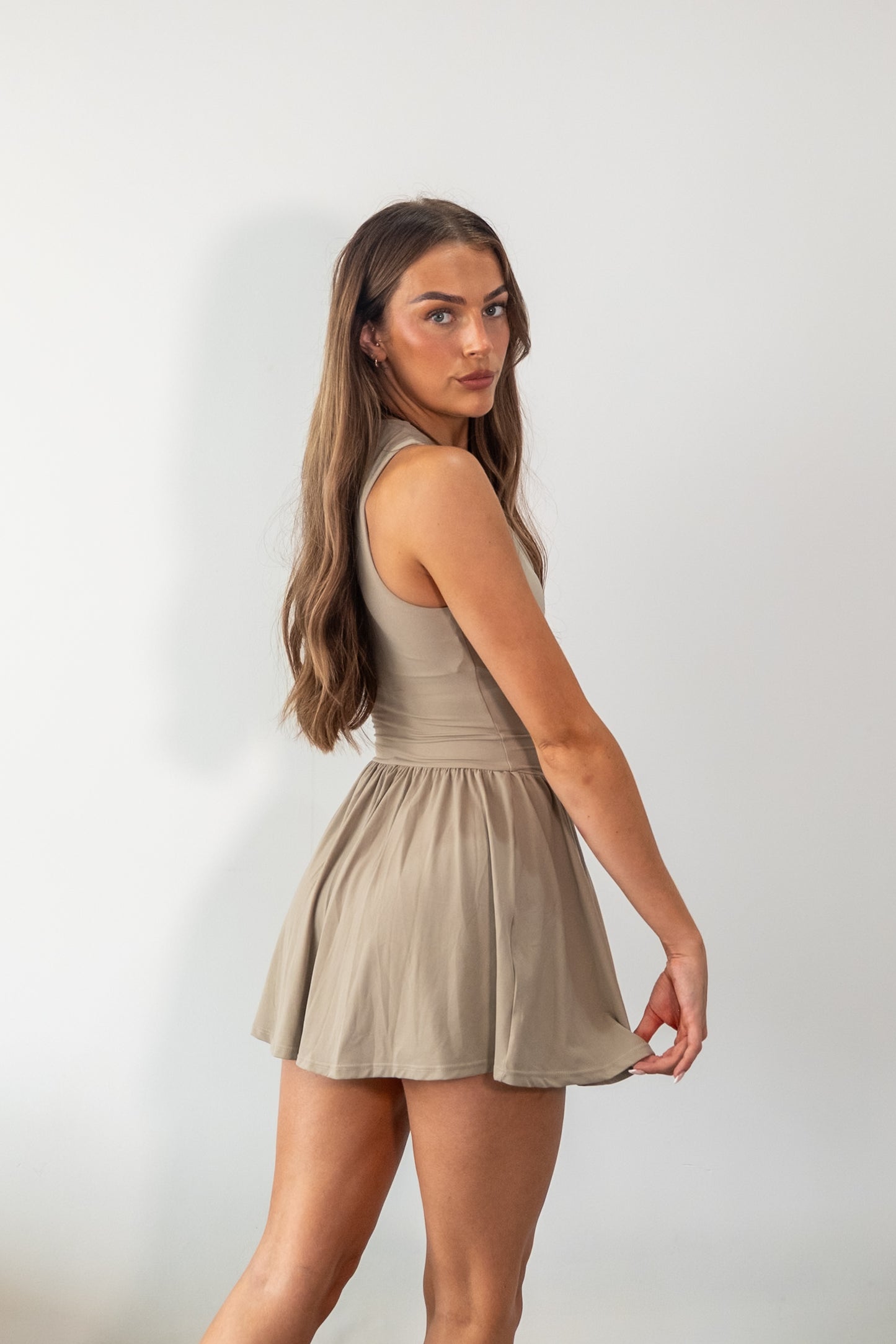 Paria Cloud Dress- Khaki (soft+airy feel)