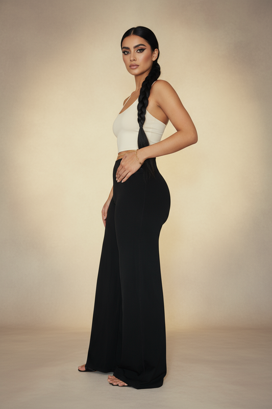 Luxe Flow Flared Pants – Black