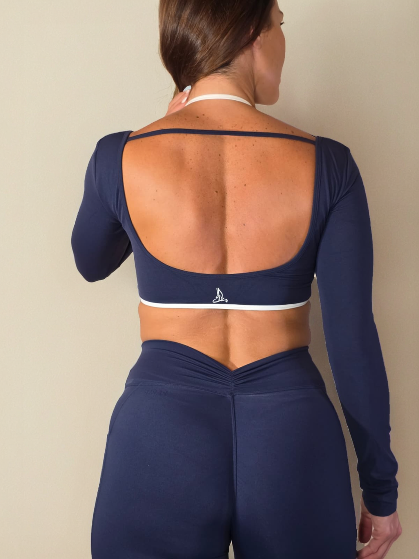 Paria Eclipse Long Sleeve Crop Top-Navy