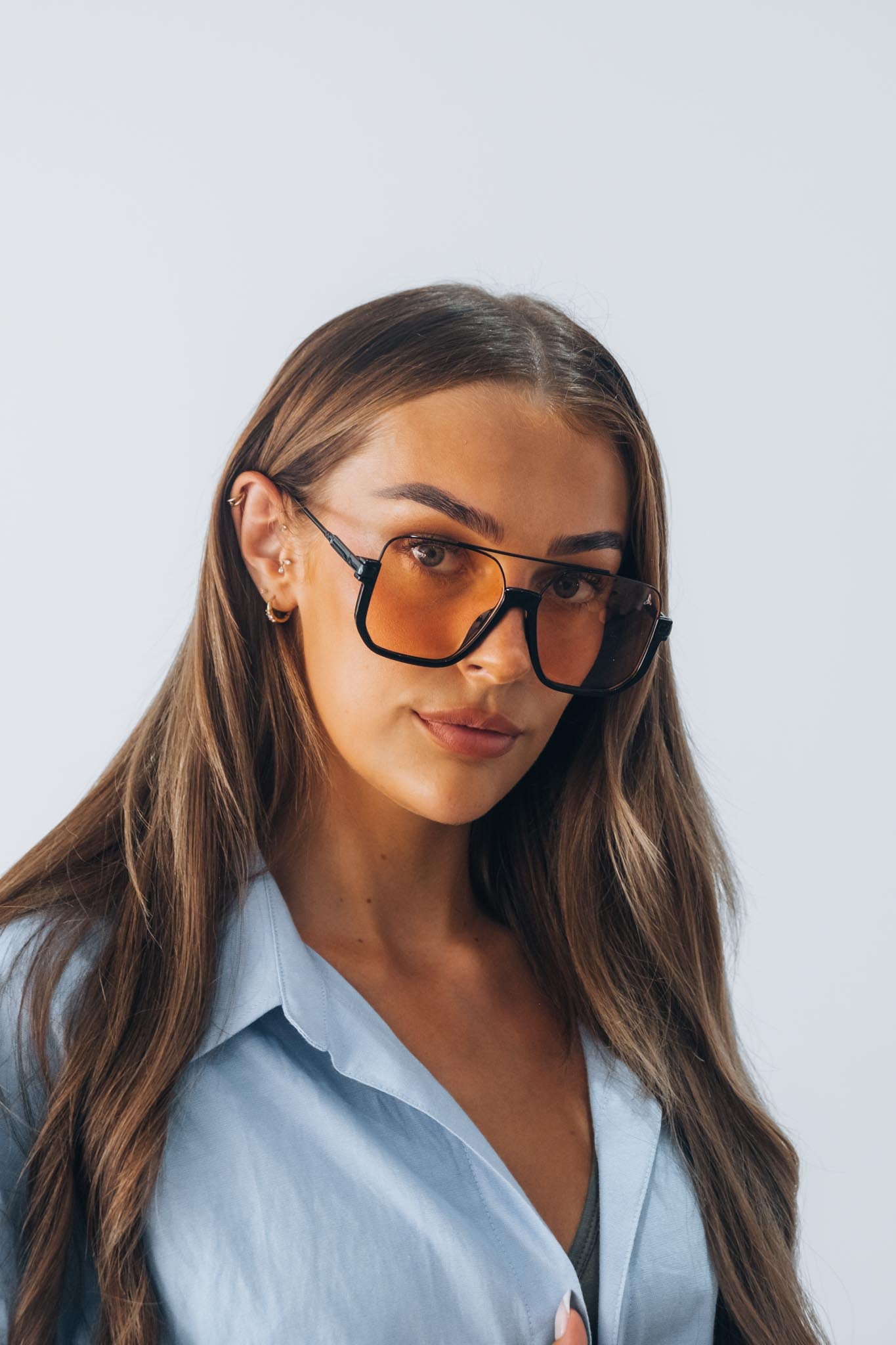 Oversized Amber Lens Sunglasses