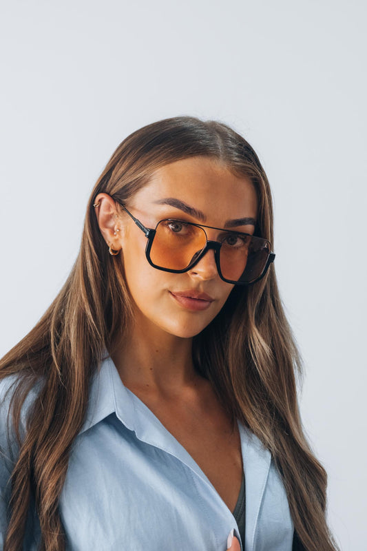 Oversized Amber Lens Sunglasses