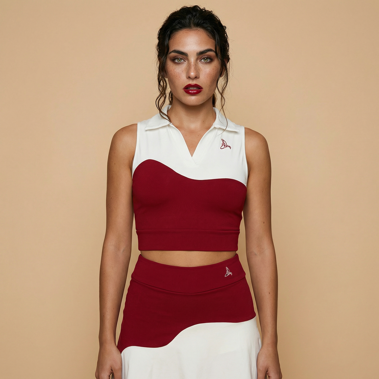 Women’s red and white sculpting padel and tennis outfit – premium Scarlet Court Set