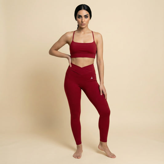 Scarlet V-Shape Leggings - Burgundy