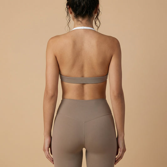 Vibe Halter Sport Bra - Braun