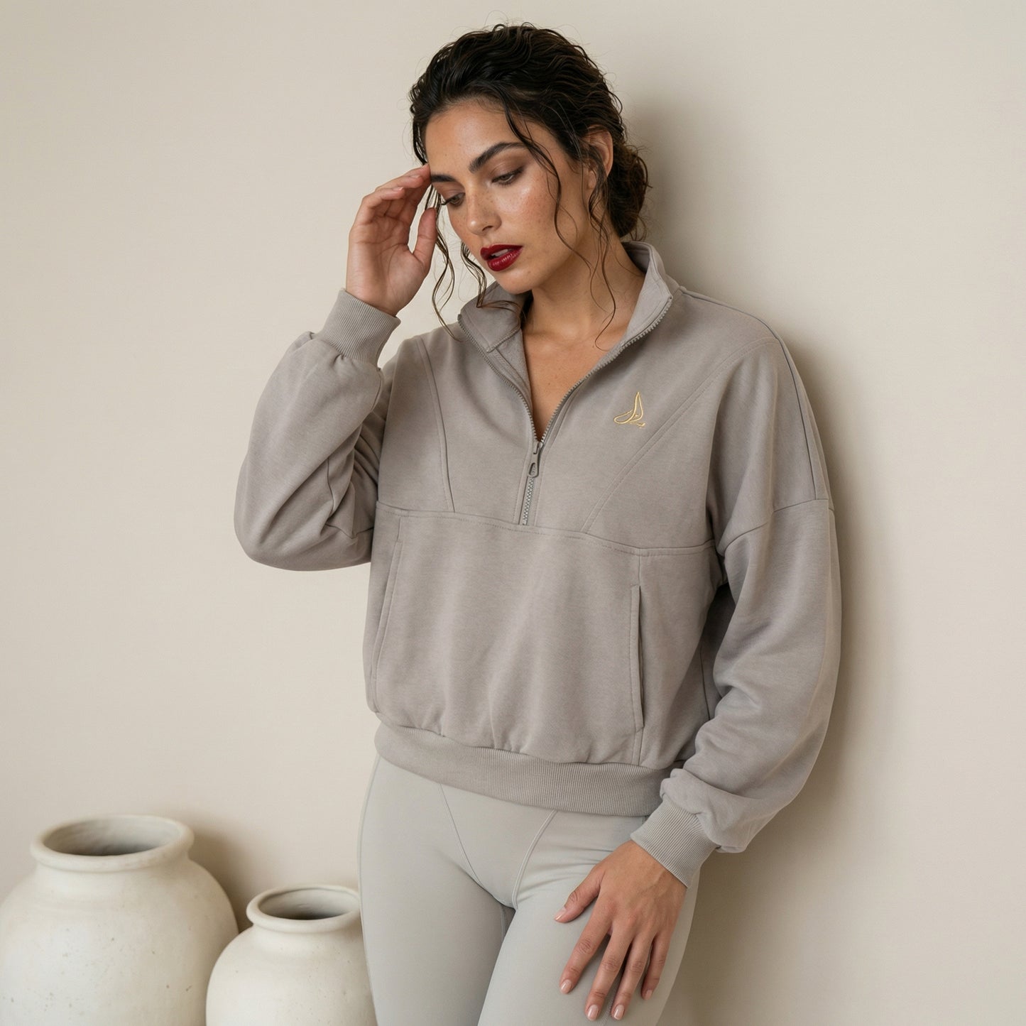 Aura Half-Zip – Stone