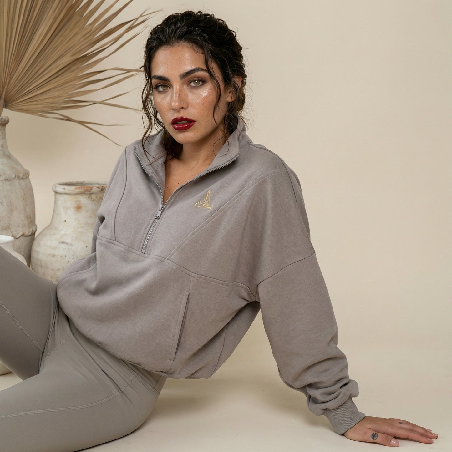 Aura Half-Zip – Stone