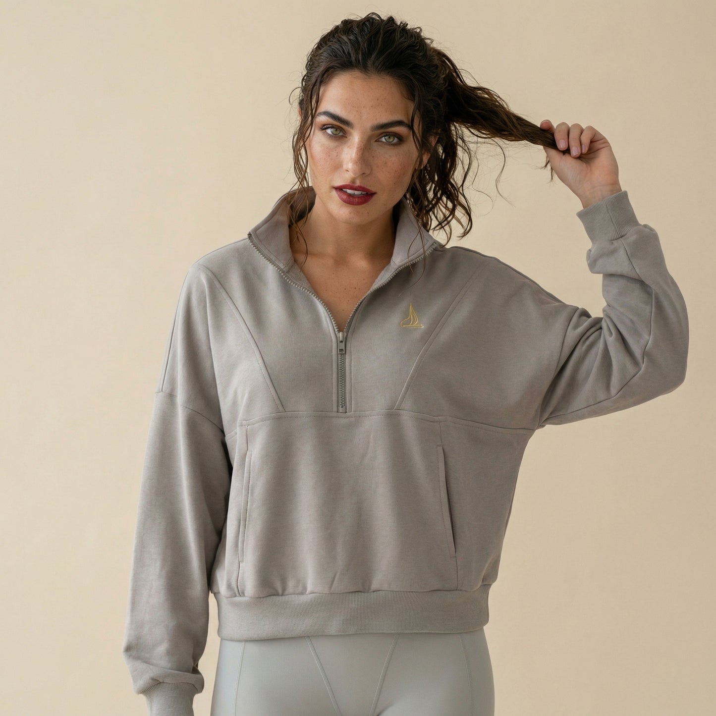 Aura Half-Zip – Stone