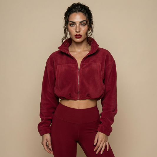 Scarlet Cozy Cropped Fleece - Burgundy