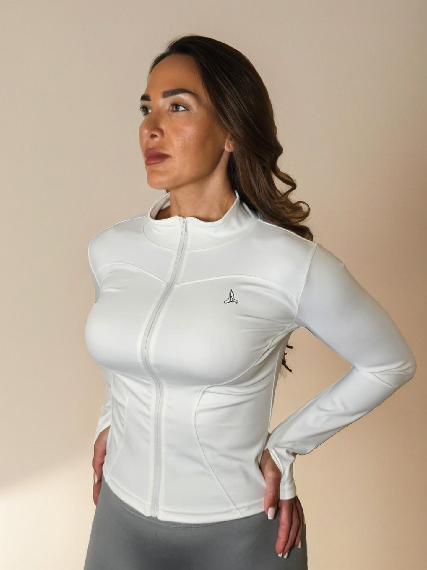 Sculpt Luxe Zip Jacket – White