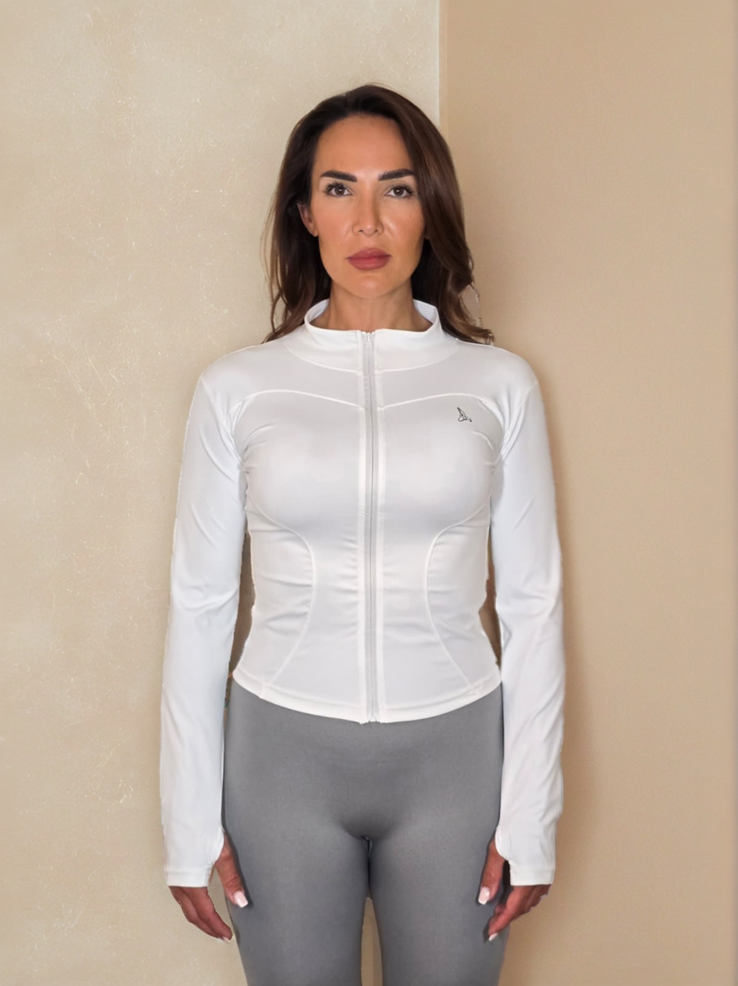 Sculpt Luxe Zip Jacket – White