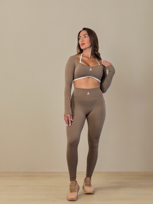 Paria Eclipse Long Sleeve Crop Top-Braun
